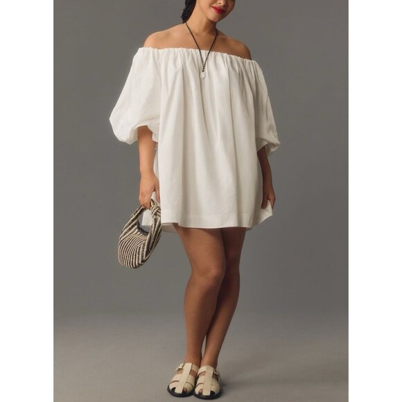 Anthropologie Off-Shoulder White Mini Dress - Picture 4 of 13